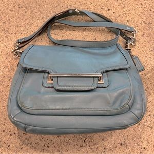 Coach Taylor Flap Convertible Mineral Teal Leather Cross Body Bag